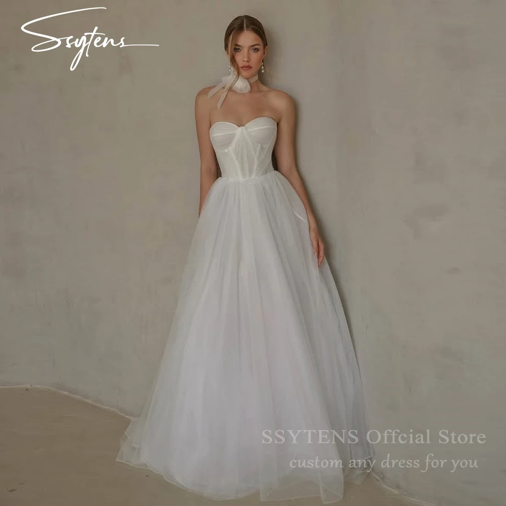 

SSYTENS Sweetheart Tulle Wedding Dresses 2026 Civil Elegante Long A Line Lace Up Back Bridal Gowns Vestido Para Boda Customized
