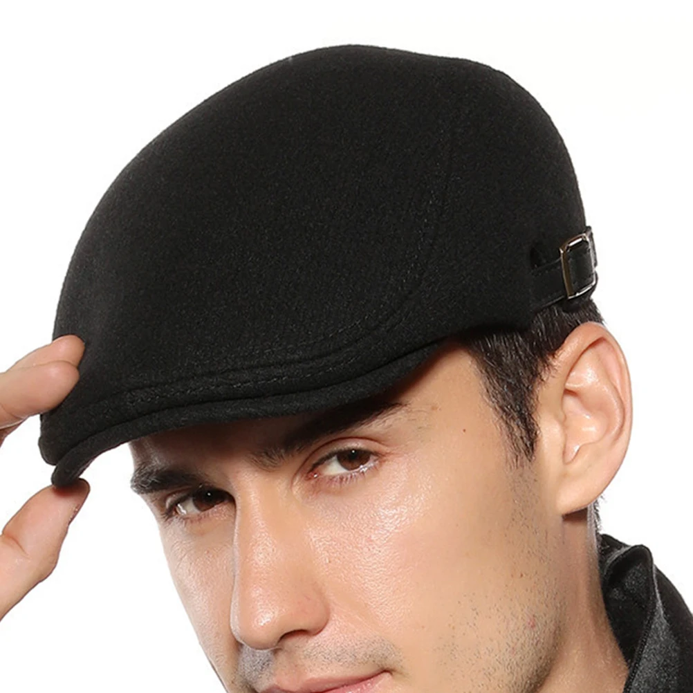 

1pc British Style Men Beret Vintage Peaked Cap Woolen Sunscreen Hat for Autumn Winter Fashion Lightweight Cozy Ideal Gift