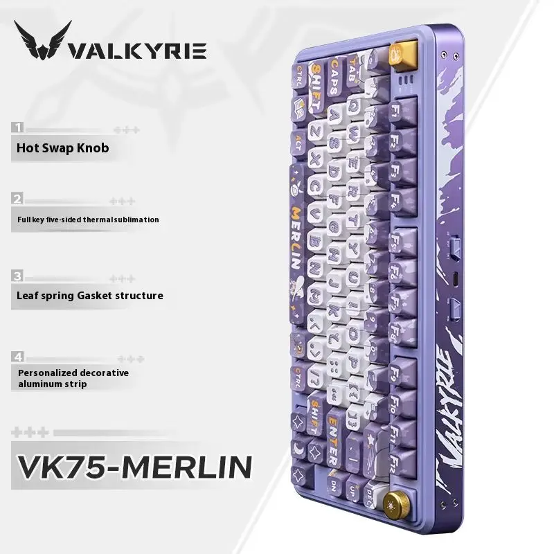 VALKYRIE VK75 Mechanical Keyboard Tri-Mode Wireless Bluetooth Gamer Keyboards Hot Swap RGB Customized Laptop PC Gaming Keyboard