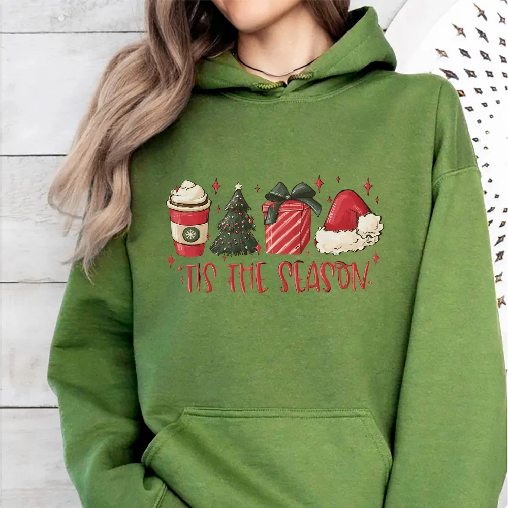 Y2K felpa con cappuccio regalo di natale stampa Unisex Fit Trendy maniche lunghe lavaggio Pullover camicia grafica retrò autunno e inverno felpa