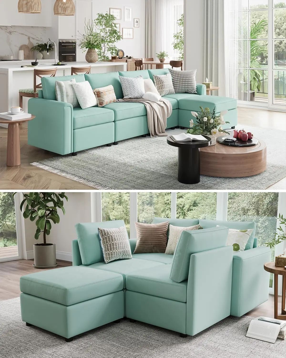 Canapé sectionnel avec housses interchangeables, siège de rangement, assemblage facile