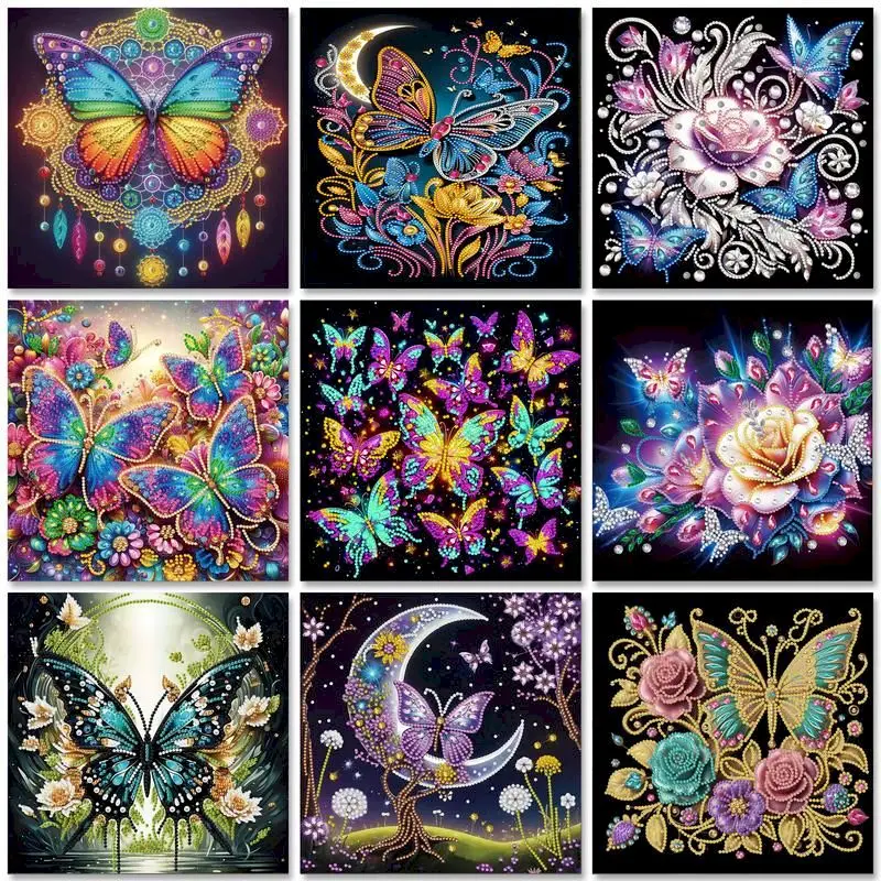 

﻿ DIY butterfly and flower 5D Special Shape Crystal Diamond Embroidery Animal Diamond Art Painting Mosaic Craft for Home Decor H