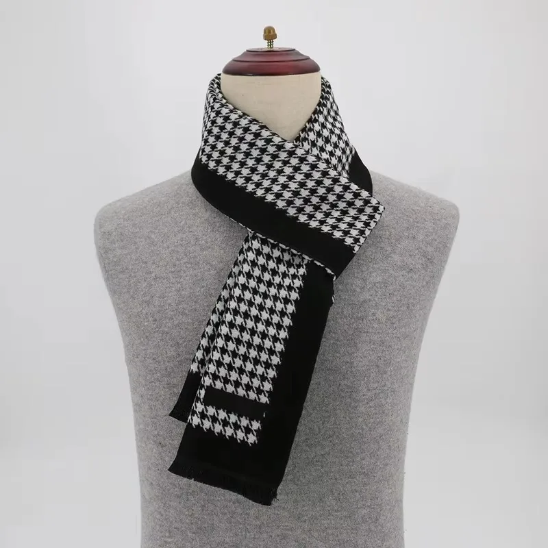 2024 Luxury Brand Winter Plaid Cashmere Scarf for Men Warm Neck Scarfs Male Business Scarves Long Men\'s Pashmina Shawl