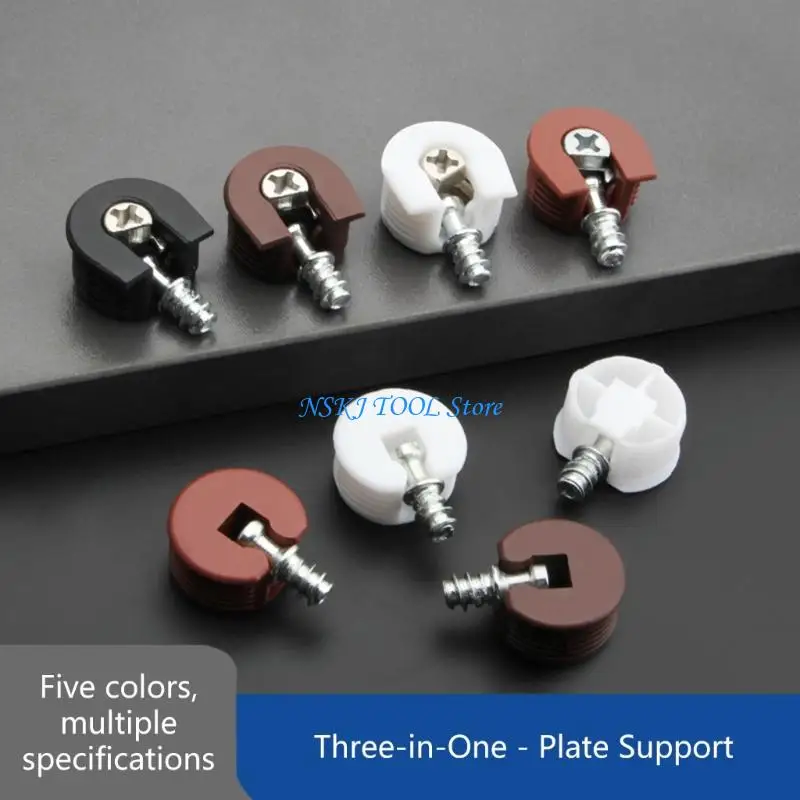 L8RC 50Pcs Thickened 3 in 1 Plate Support Clips with Screws U Shelf Support Pins Concealed Cabinet Connectors