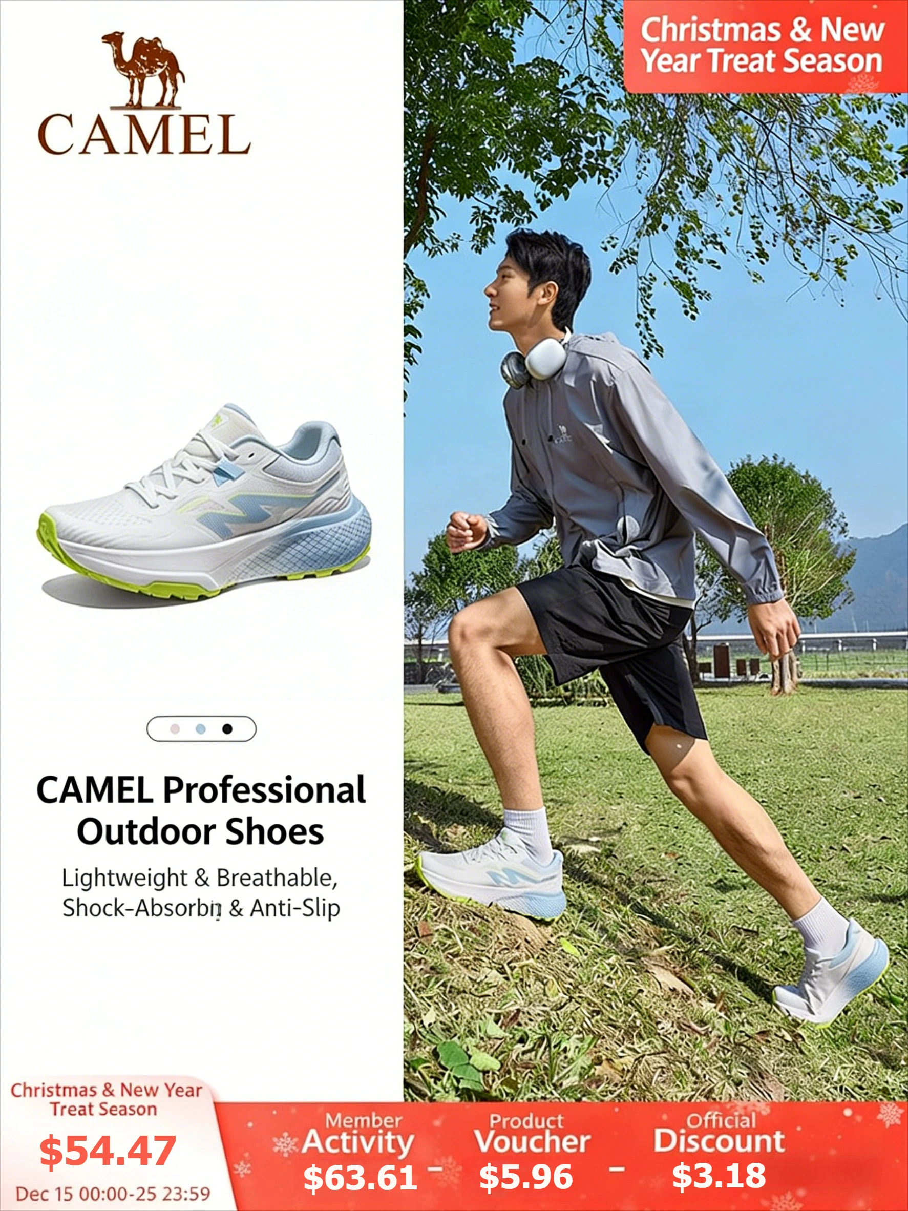 Golden Camel Men‘s Thick Sole Sports Sneakers 2026 Spring Lightweight Cushioned Wear-Resistant Training Jogging Running Shoes