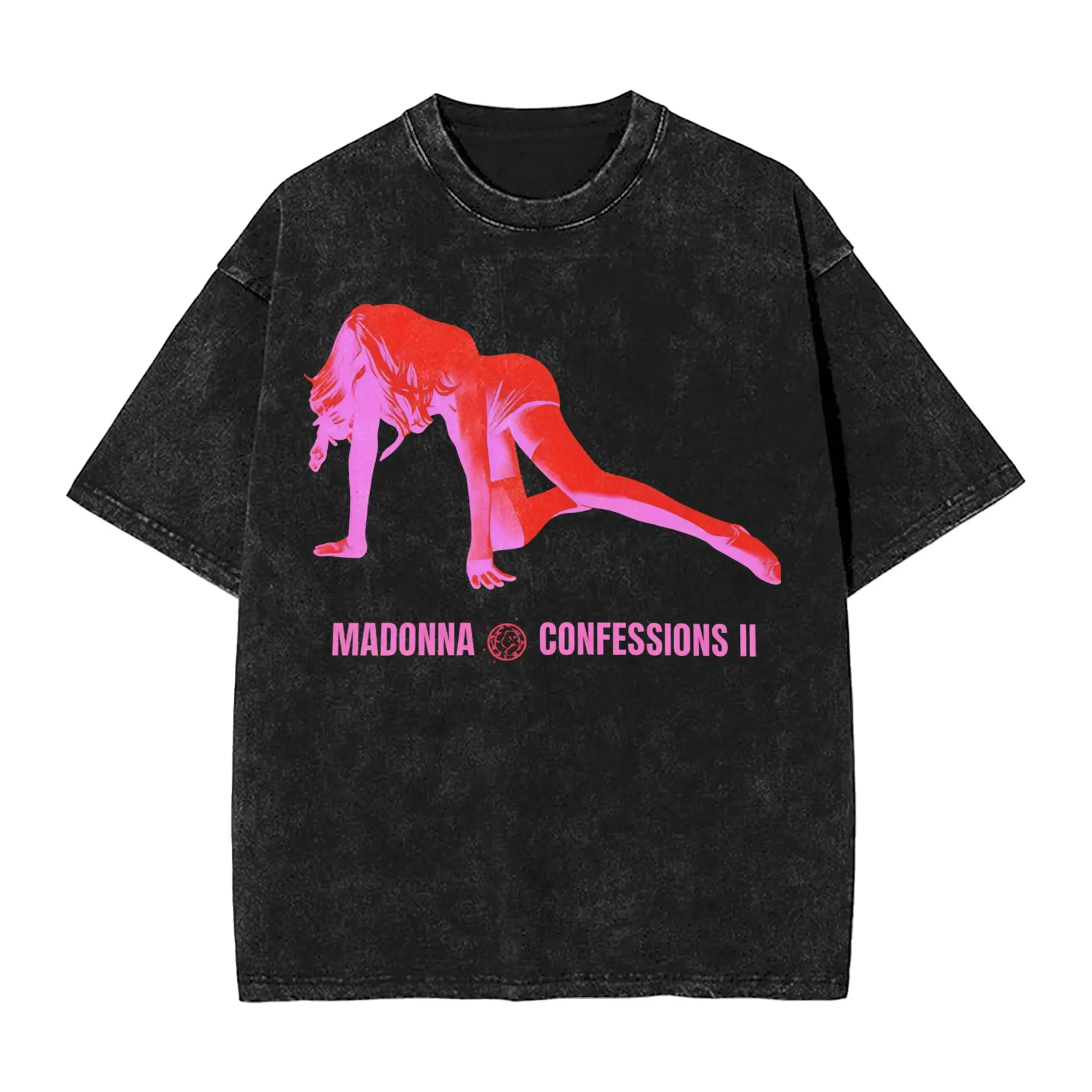 M-Madonna Confessions II Album T Shirt Washed Short Sleeve Street T-Shirts  Vintage Tops Streetwear Summer Tops Tees