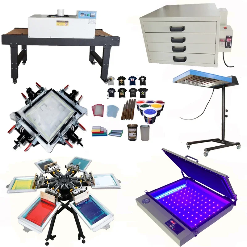 For Multicolor Silk Screen Printer Machine 6 Color 6 Station Screen Printing Press Machine For T shirt Printing