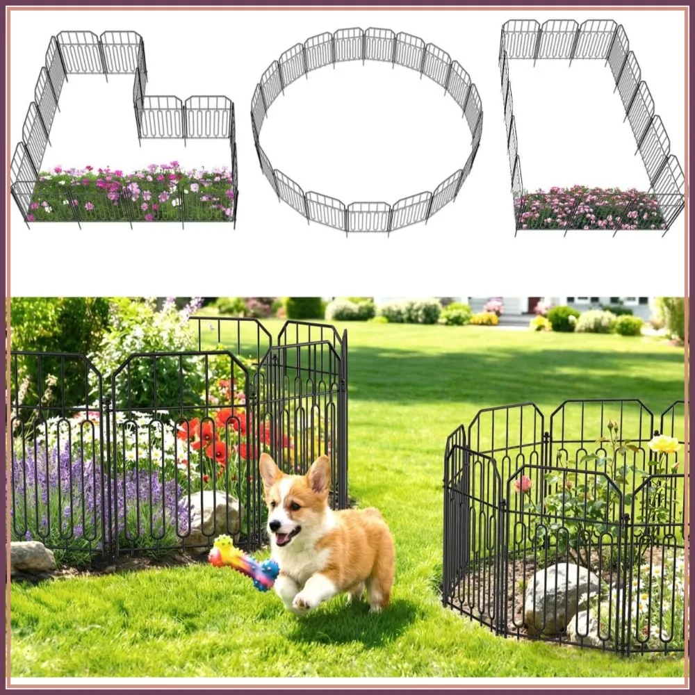 25FT x 21IN No Dig Metal Garden Fence, Rustproof Outdoor Decorative Border for Yard, Lawn, Flower Bed