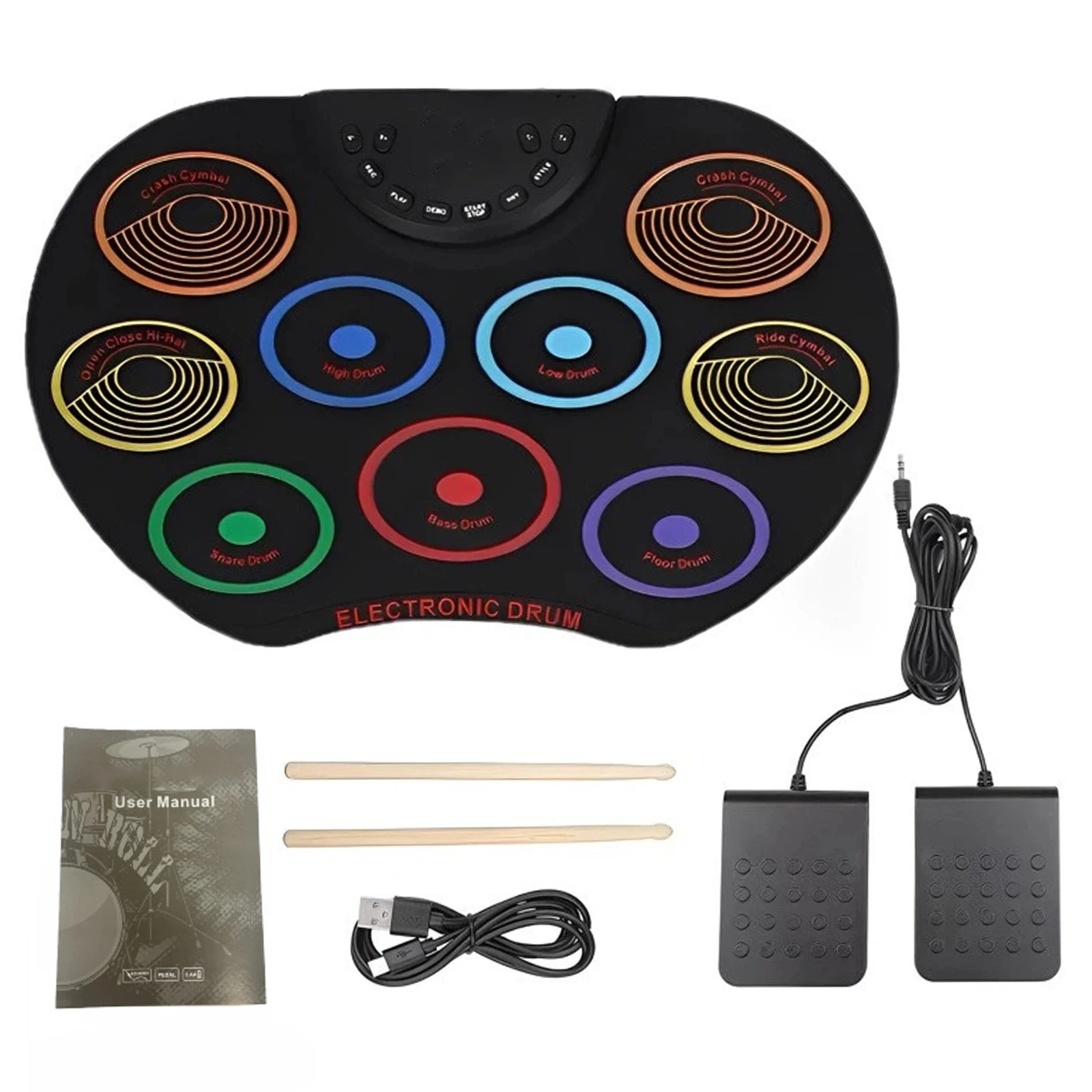 Electronic Drum Set with USB Cable Portable Colored Hand Rolled Drum Pad Multi-Purpose Electric Drum Pad Gift for Music Lover