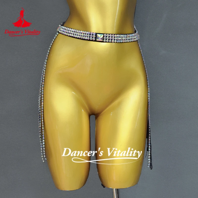 Belly Dance Performance Accessories Customized Senior AB Stones Tassel Belt Adult and Children Oriental Dance Competition Belts