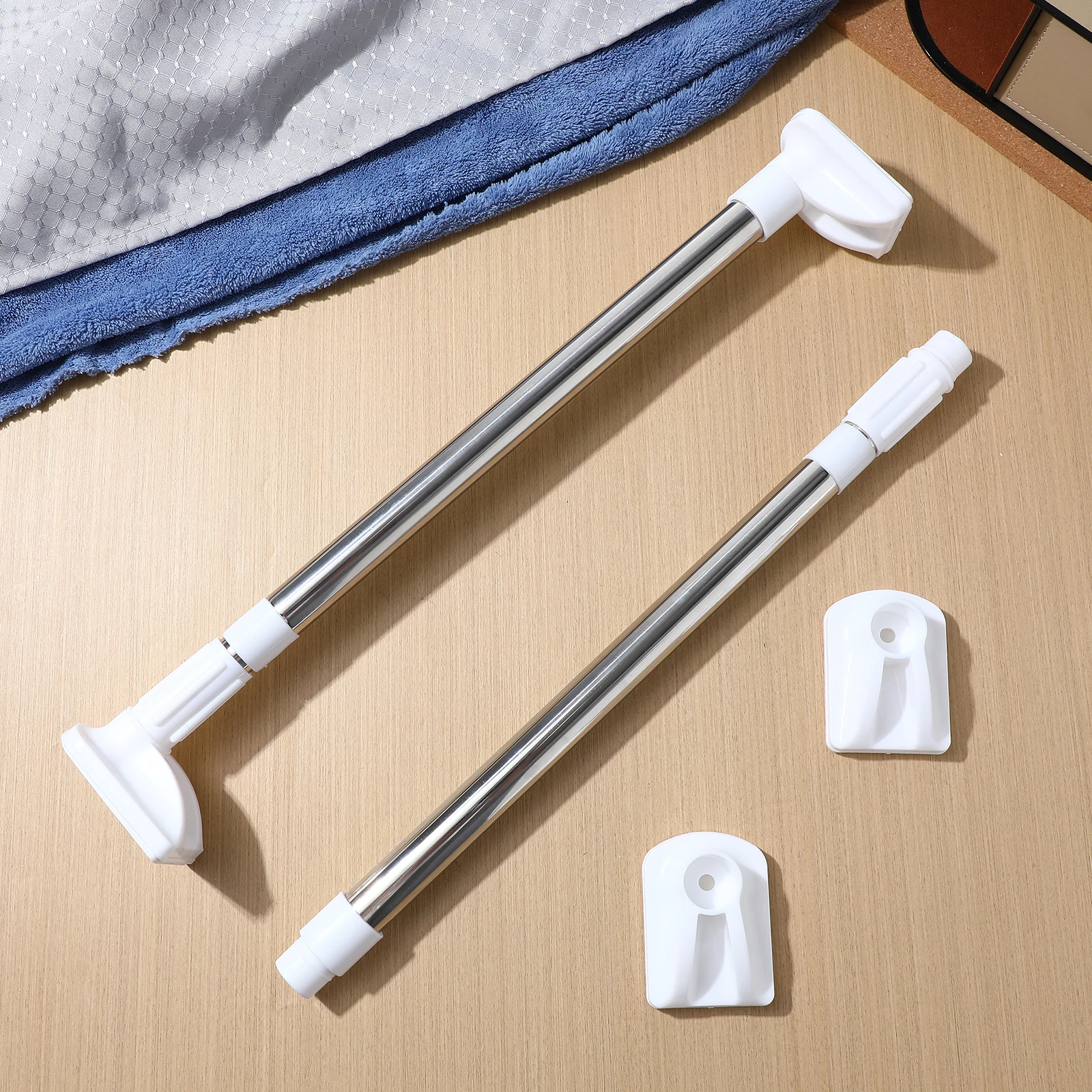 

2 Pcs Thickened Stainless Steel Adjustable Closet Rods 50-80cm No Drilling Heavy Duty Clothes Hanging Bars Wardrobe Storage