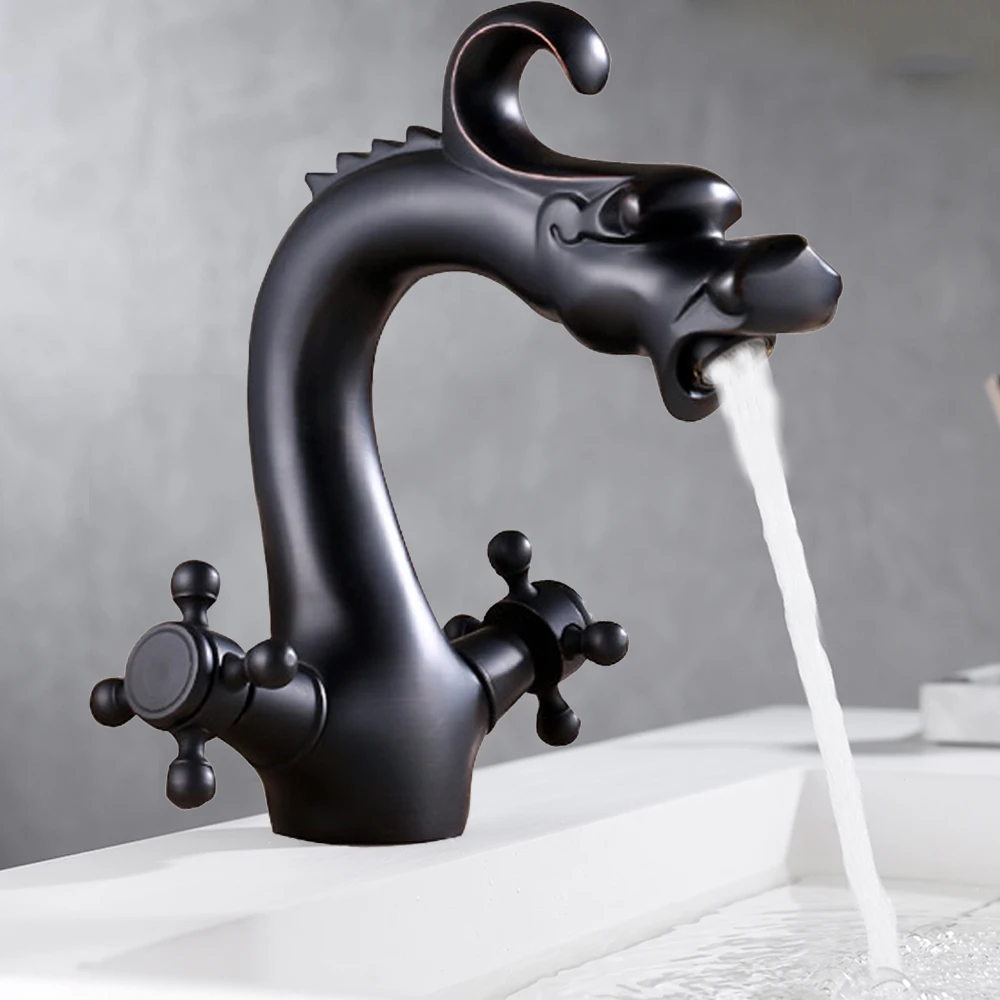 

Bathroom Sink Faucet Black Waterfall Oil Rubbed Brass One Hole Vessel Mixer Tap