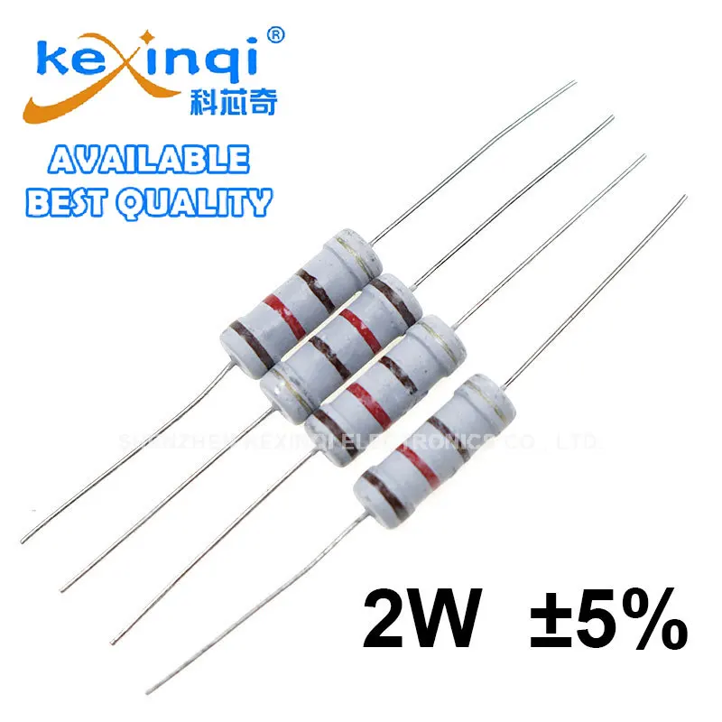 (10pcs)2W Carbon Film Resistors 5% 0.1R-10M 10R 100K 22R 120R 47R 39R 510R 100R 360R 1M 5M 150K 10M 0.5R 5.1R 51R 0.3R