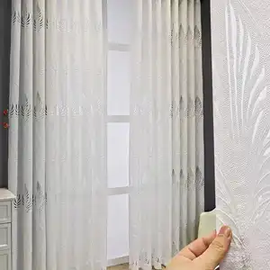 Beyaz, gri, işlemeli, avrupa tarzı kalınlaşmış yatak odası için yüksek kaliteli perdeler oturma odasına şeffaf tül kumaş, ilmet'in en tepesi, En çok satılan 12 perde vual-nakış durumu 9