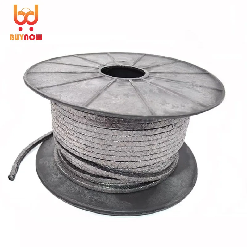 Customized high pressure graphite packing black high resistance gentle sealing graphite packing nickel wire graphite packing