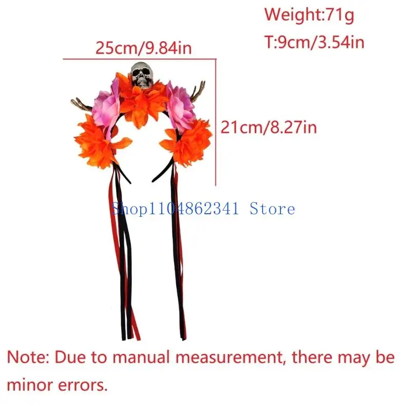 5ASD cranio fascia per cranio Halloween Accessorio per capelli colorati e mani scheletriche per adulti per bambini feste