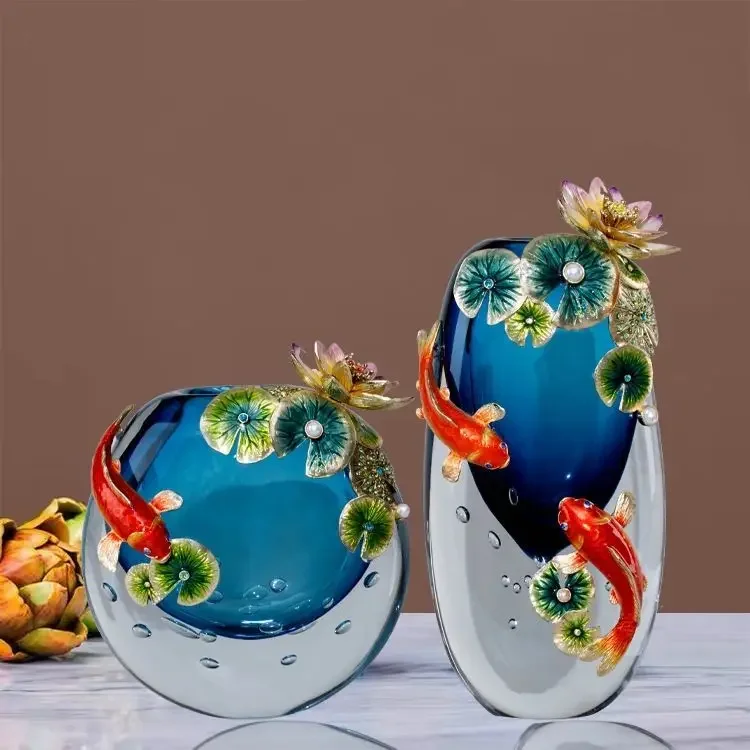 European high-grade enamel color transparent vase every year fish porch living room decoration home living room decoration