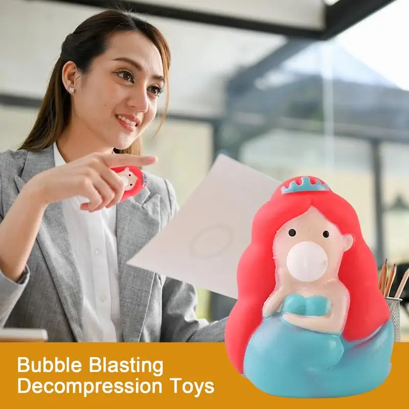 かわいい動物スクイーズバブル吐きおもちゃ、自宅オフィスストレス解消ハンドピンチボール、子豚ブローバブル人形、子供用ベントおもちゃ