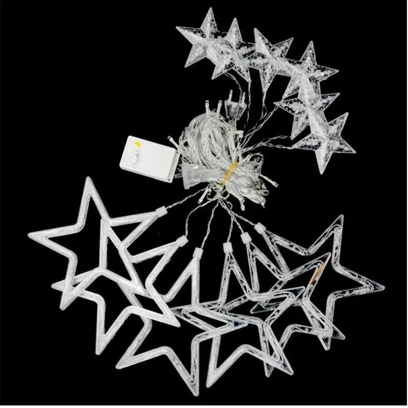 ستارة LED سلسلة ضوء الجنية جليد 2.5 متر نجمة عيد الميلاد جارلاند حفل زفاف نافذة في الهواء الطلق ضوء عطلة الزينة