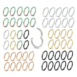 5/10Pcs 16G Nose Ring Hoop Stainless Steel Hinged Nose Rings Septum Clicker Tragus Helix Cartilage Daith Rook Earring Piercing