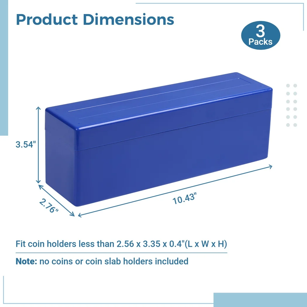 3Pcs Coin Slab Storage Boxes Coin Holder Boxes Storage Cases Set For 60 Coin Slabs Compatible With PCGS NGC PMGab Coin Holders