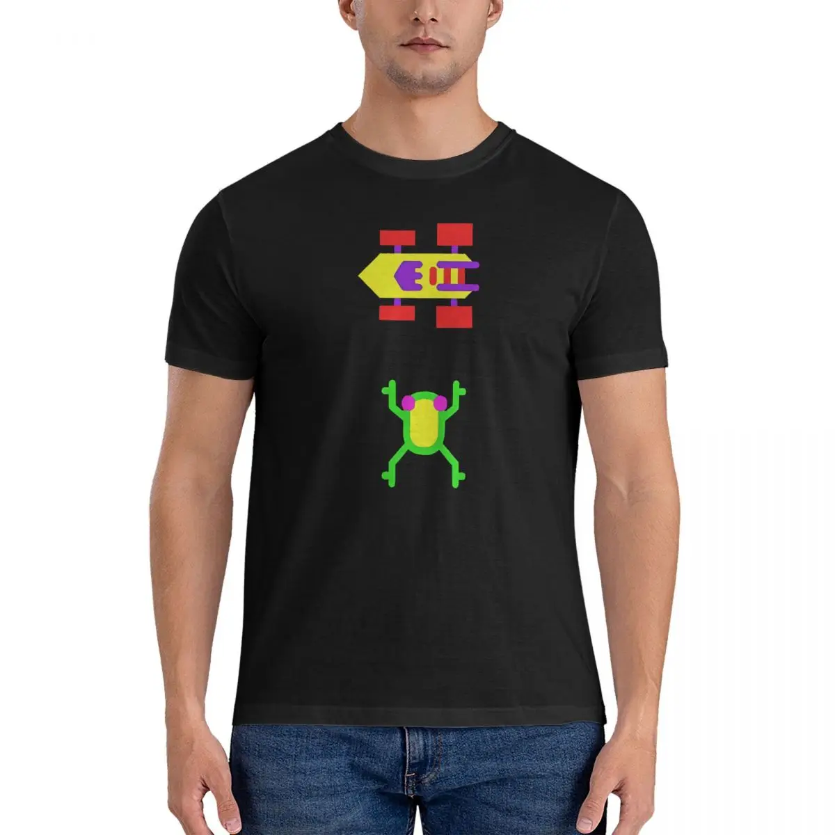 Men's Frogger T Shirts Arcade 100% Cotton Tops Casual Short Sleeve Crew Neck Tees Birthday Present T-Shirts