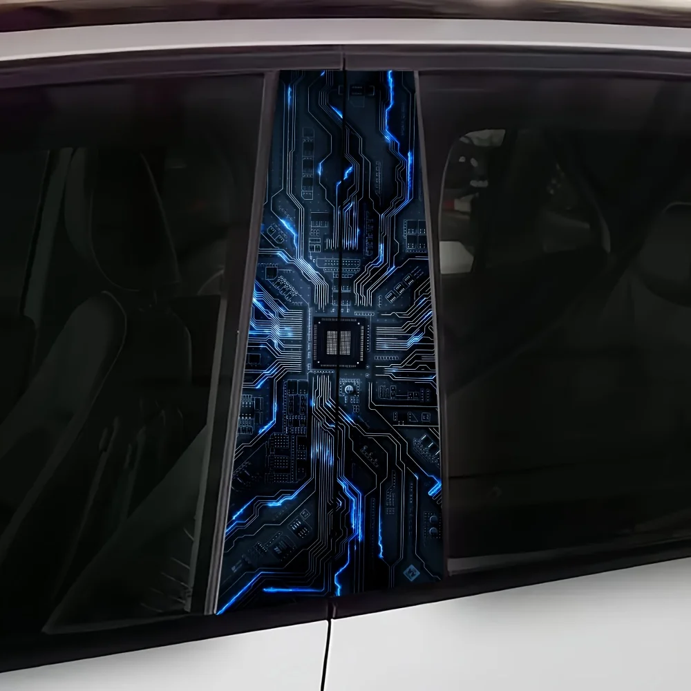 2-piece super chip pattern car sticker --- waterproof and durable protective film, suitable for B-pillar exterior accessories