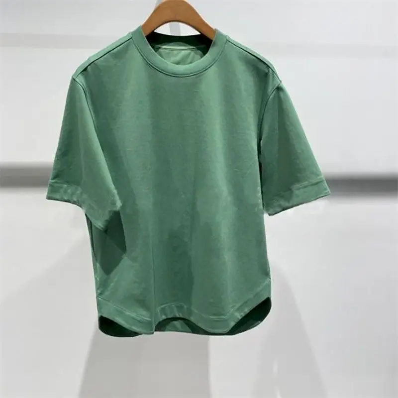 

100% Cotton T Shirts Men Women Fashion Design Split Solid T-shirt Casual Loose Short Sleeve Top Summer Trend Korean Men's Tshirt