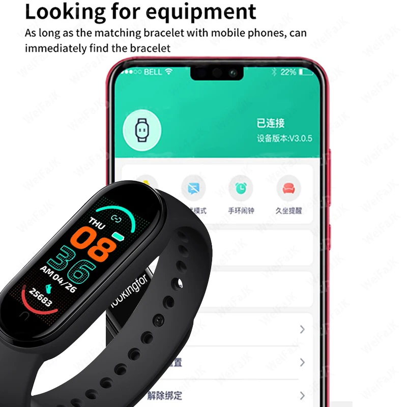 Reloj inteligente M6 para hombre y mujer, pulsera deportiva de fitness, monitoreo de frecuencia cardíaca y presión arterial, resistente al agua, multifunción 2