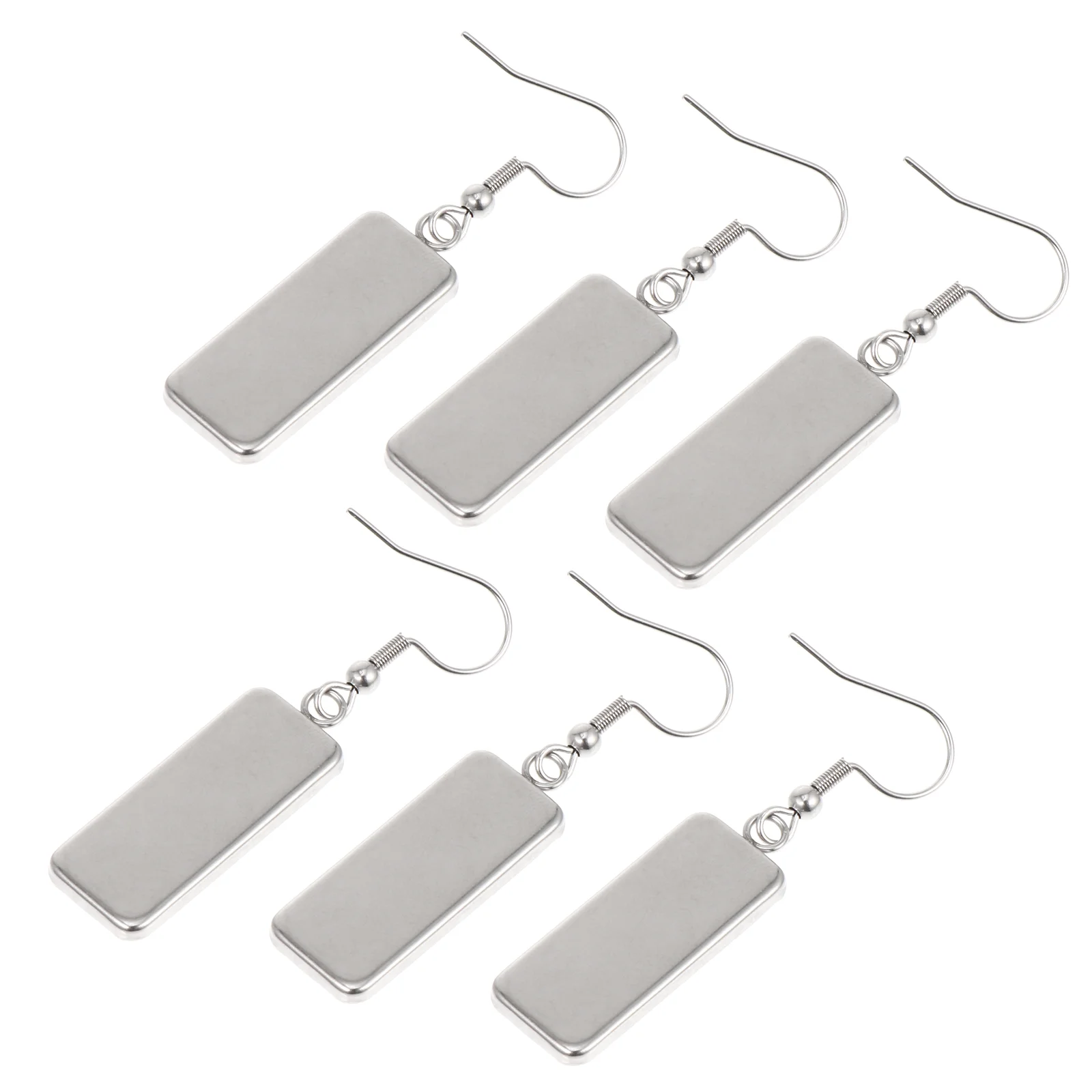 

6 Pcs Stainless Steel Rectangular Tray Pendants 10x25mm Gemstone Inlaid Earrings Accessories Elegant Women Jewelry Making