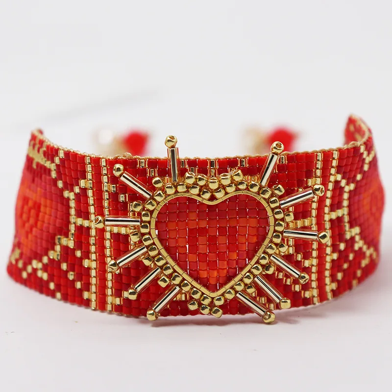 Rice bead bracelet Heart Devil's eye Bohemia Design Red Originality Hand knitting Fashion Adjustable Simple Beaded bracelet