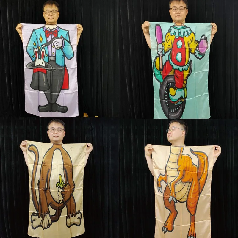 Funny cartoon silk scarf Change clothing Children\'s scenarios Sitcom Interactive stage Magic Tricks Props Professional Magician