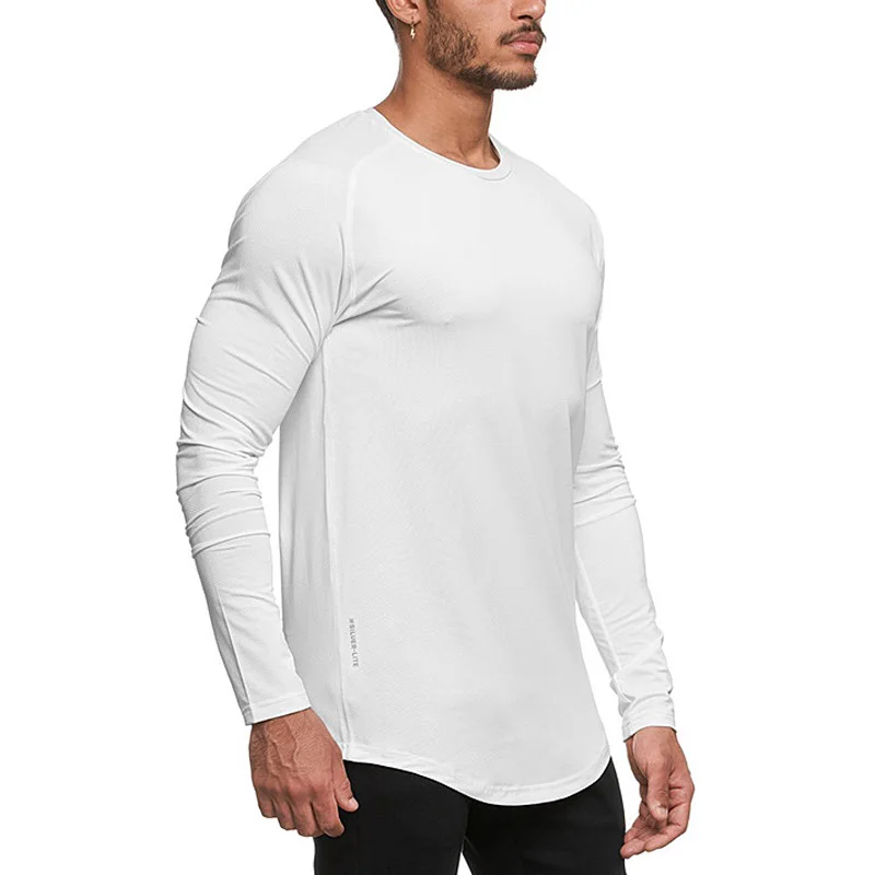 Mens Bodybuilding Sport T-shirt Quick Dry Running Shirt Long Sleeve Compression Casual Top Gym Singlets Male Fitness Sweatshirt