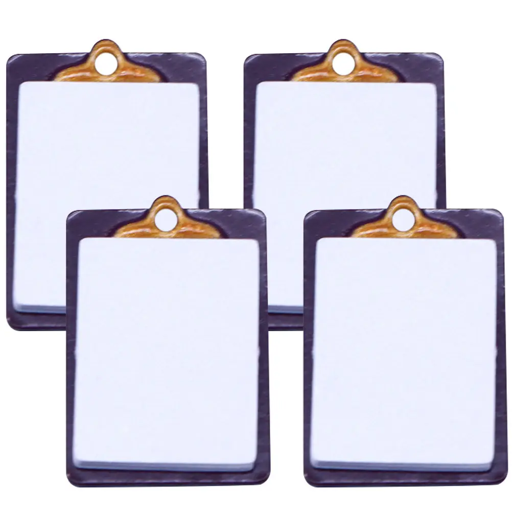 4Pcs Mini Writing Board Decor Set Lovely Mini House Supply Simulation Clipboard for Children Creative Play Room Art Decor