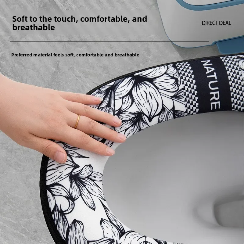 Anti Slip Waterproof Thickened Toilet Seat Cover Cartoon Pattern Simple Sticker for Home Bathroom Universal Fit