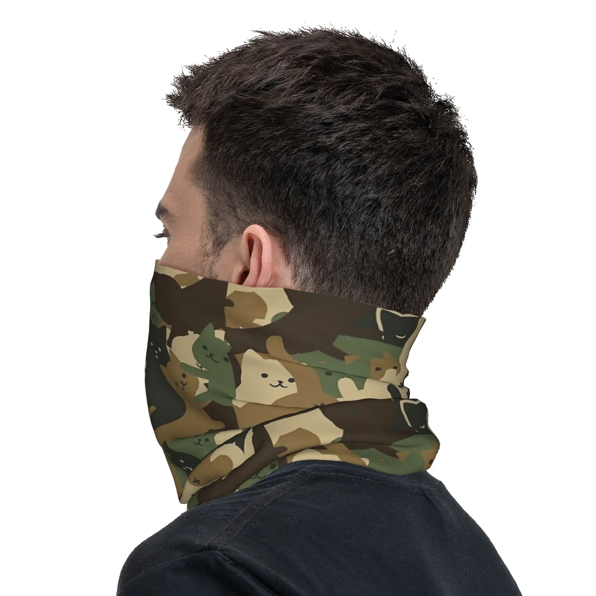 Cats Army Camouflage  Bandana Neck Cover Printed Wrap Scarf Multifunction Balaclava Riding For Men Women Adult Winter