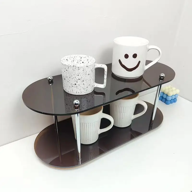 Estante de almacenamiento de estilo INS, estante acrílico para encimera de baño, exhibición de cosméticos, soporte multicapa para tazas de café,