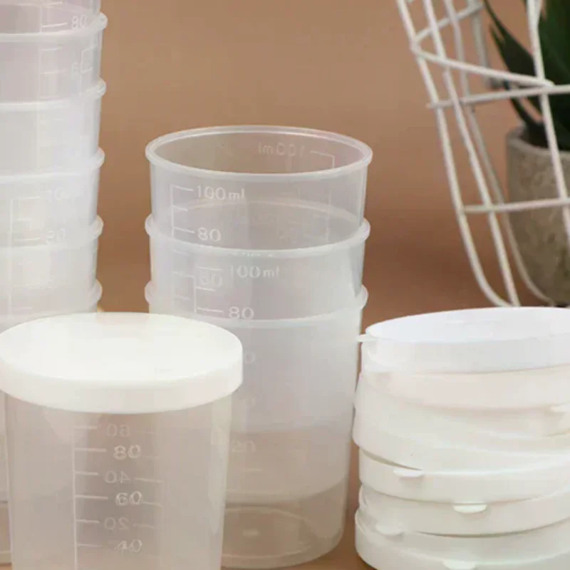 NEW SALE 10Pcs 20/30/50/100ml Clear Liquid Pill Measuring Cups With Lids Travel Pill Organizer Cup Container For Liquid Medicine