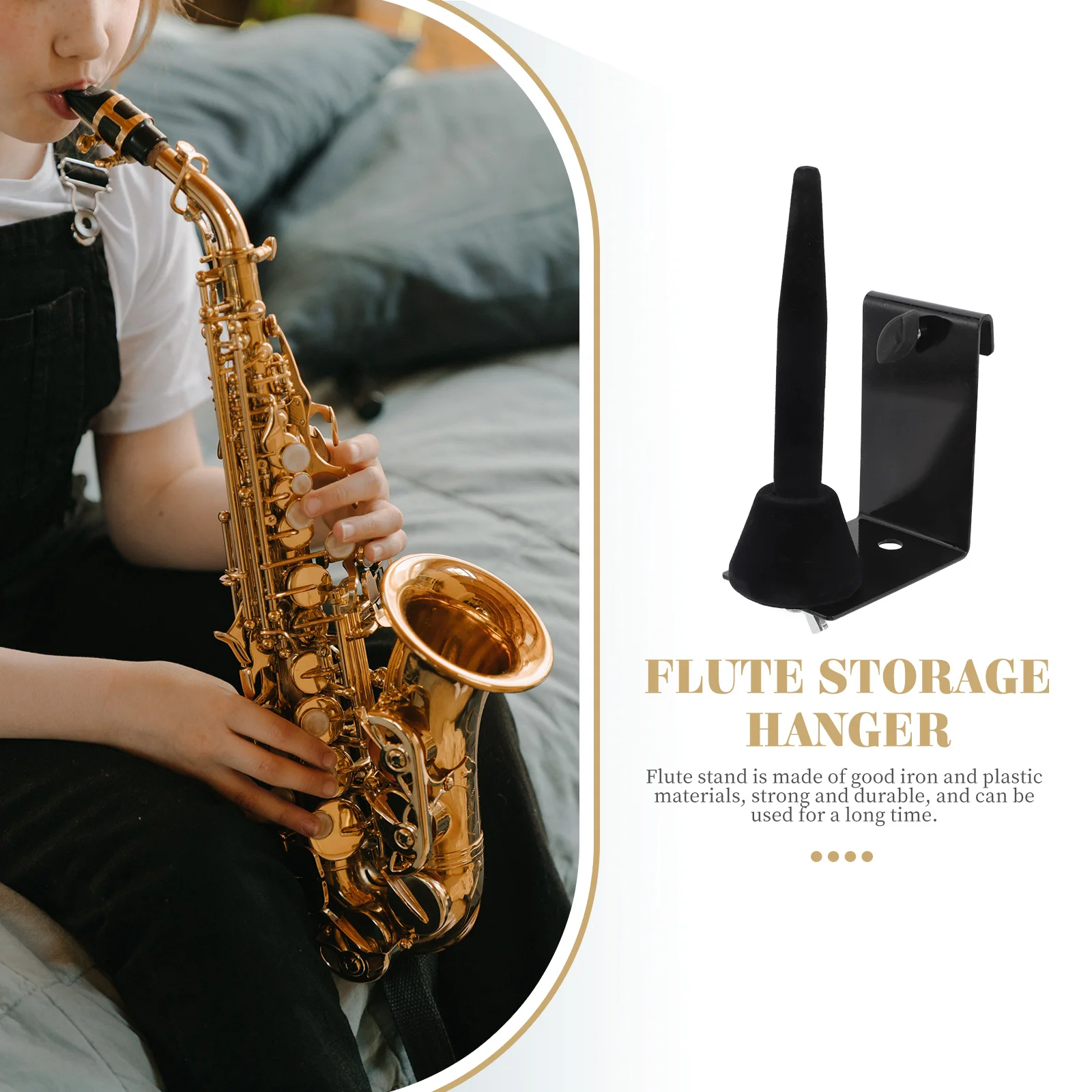 

Saxophone Stand Durable Iron Flute Wall Holder Home Music Room Storage Bracket Saxophone Rack Practical Wall-Mounted Holder