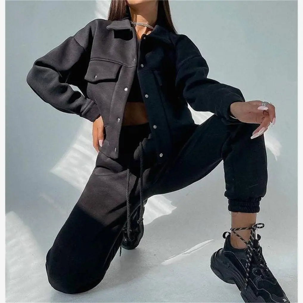 Top Jaet casual da donna in puro colore e pantaloni lunghi Set completo in poliestere per giovani donne dai 8 ai 25 anni