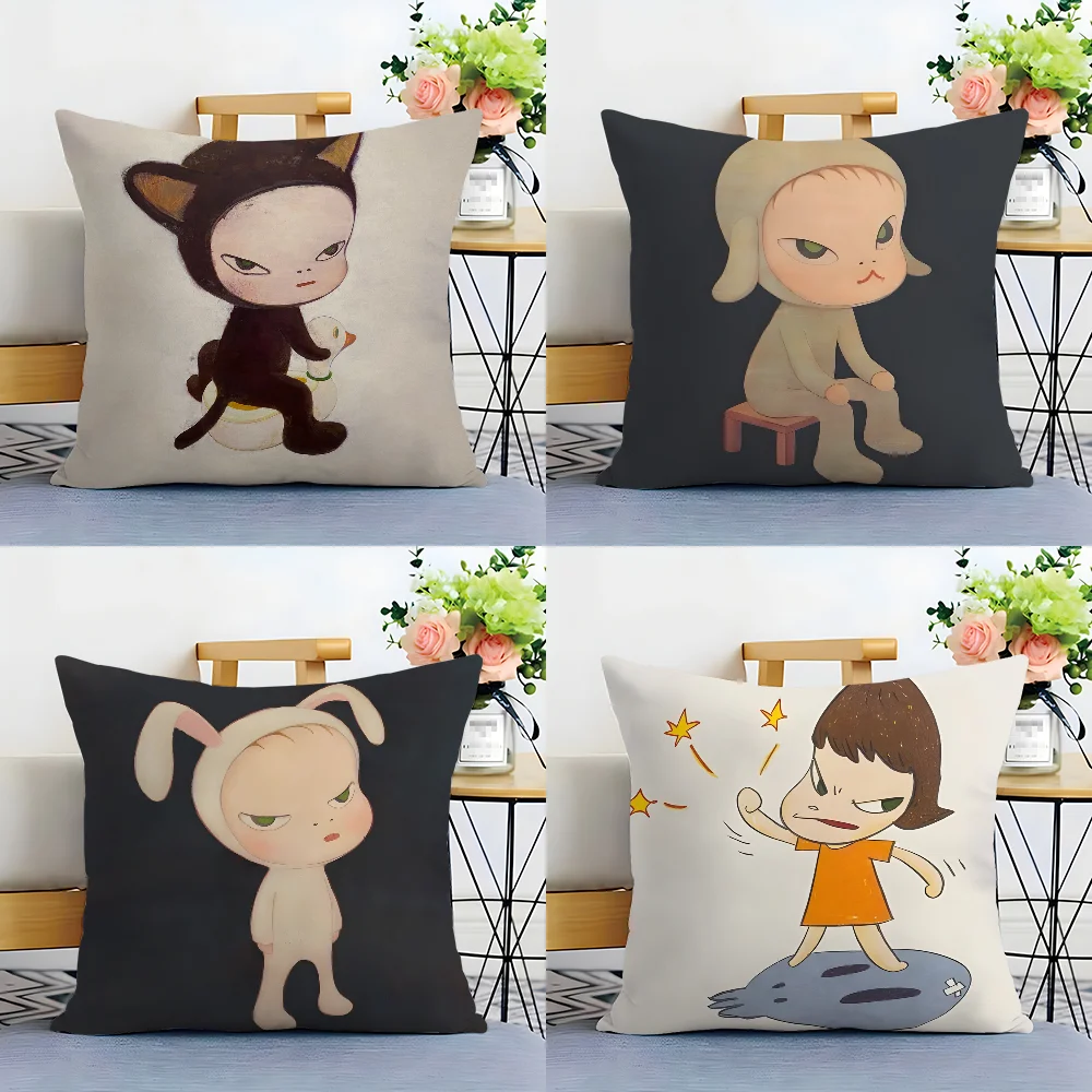 Y-Yoshitomo Nara Luxury Pillow Case Plush Fabric Soft  Pillowcase Double Sided Print Cushion Cover Household Gifts