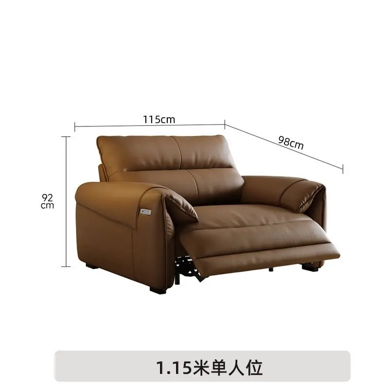 Factory Direct 2026 Minimal small apartment living room first layer cowhide first class space capsule straight row leather sofa