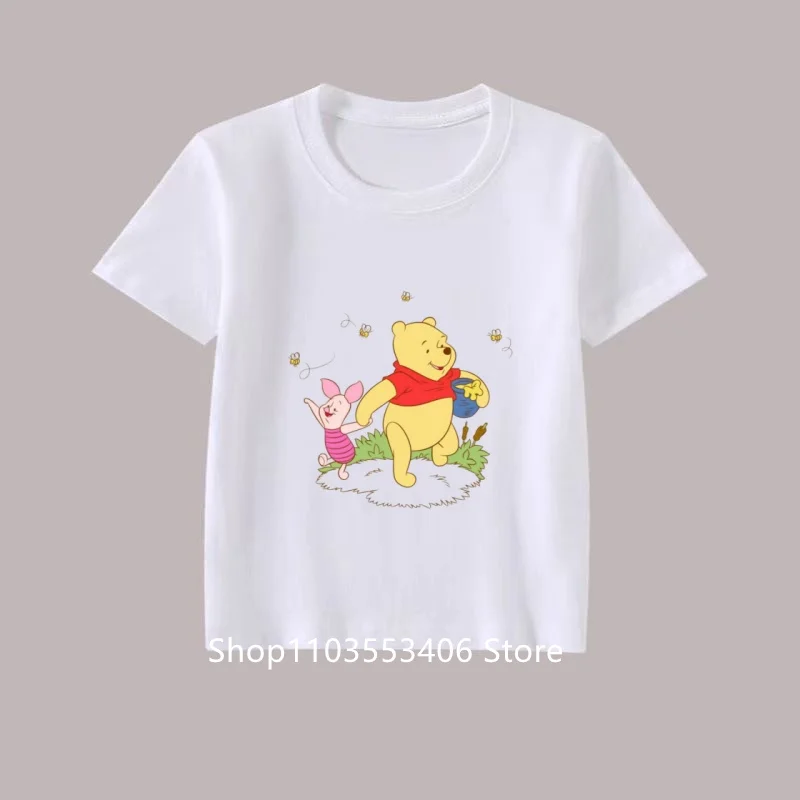 

Winnie Pooh Cute Children Tracksuit Summer Clothing Cartoon Fashion Baby Boys Short Sleeved Suit T-shirt