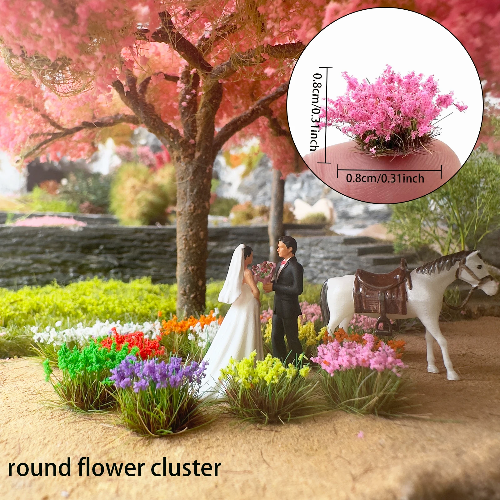 15 шт. 8 мм миниатюрные статические цветочные кластеры, аксессуары для диорамы, модель поезда, урна, поделки своими руками