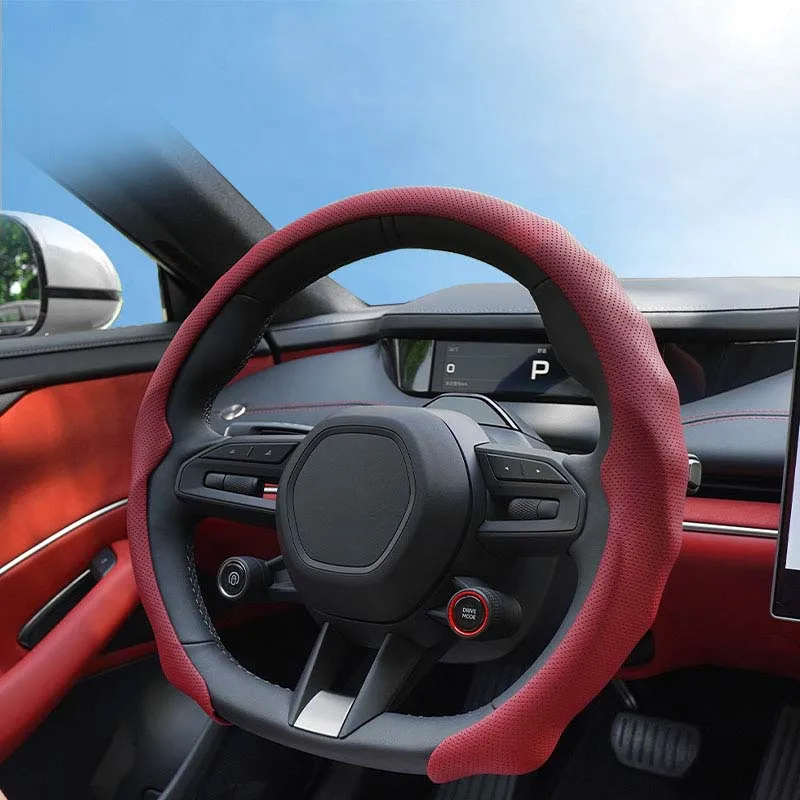 

Универсальный 5D кожаный чехол на руль автомобиля Nappa премиум-класса, чехол на руль, чехол на руль автомобиля с дышащими отверстиями