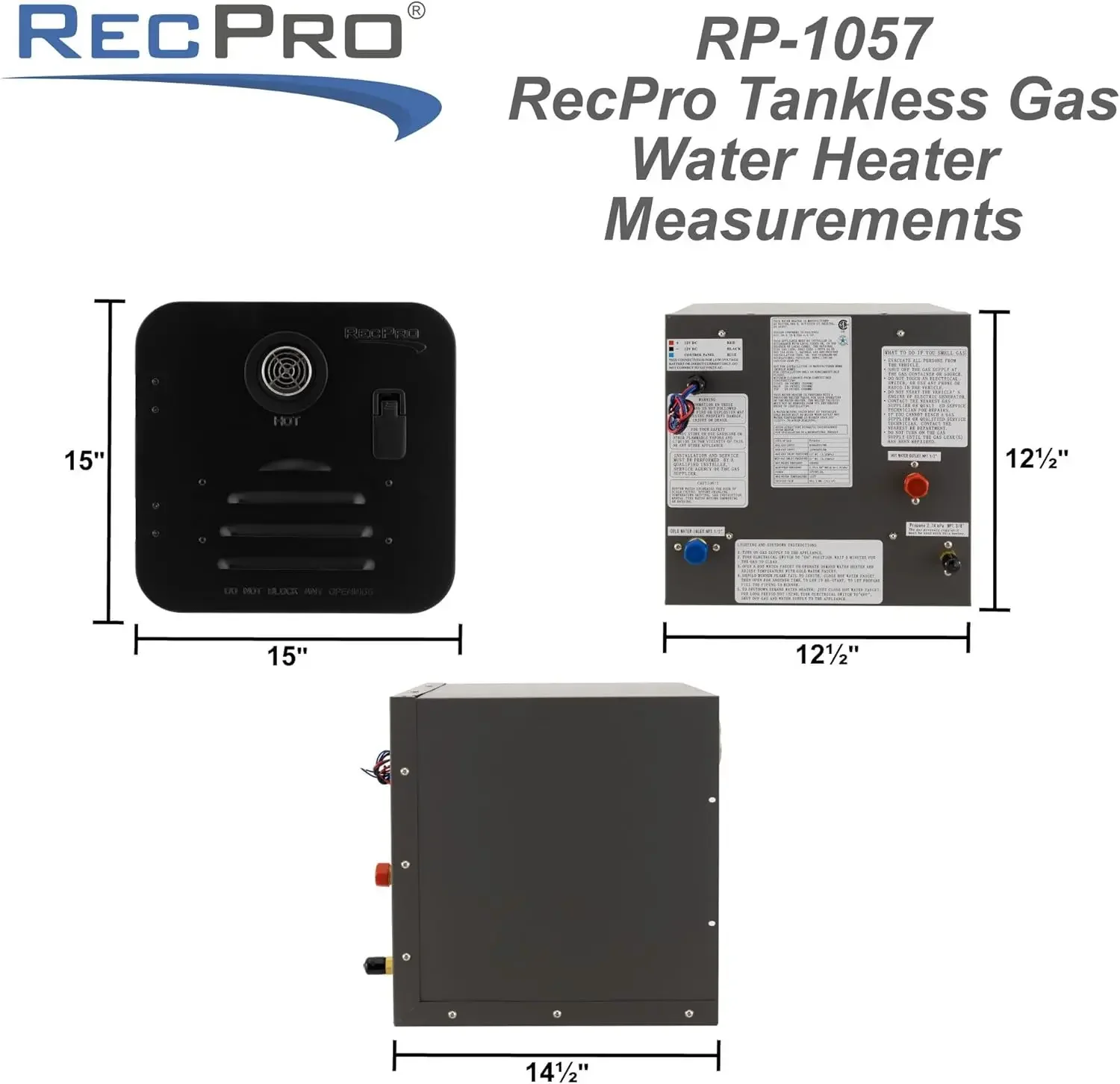 Pemanas air panas Tanpa tangki RV | Pemanas Gas sesuai permintaan | Termasuk Remote Control (hitam)