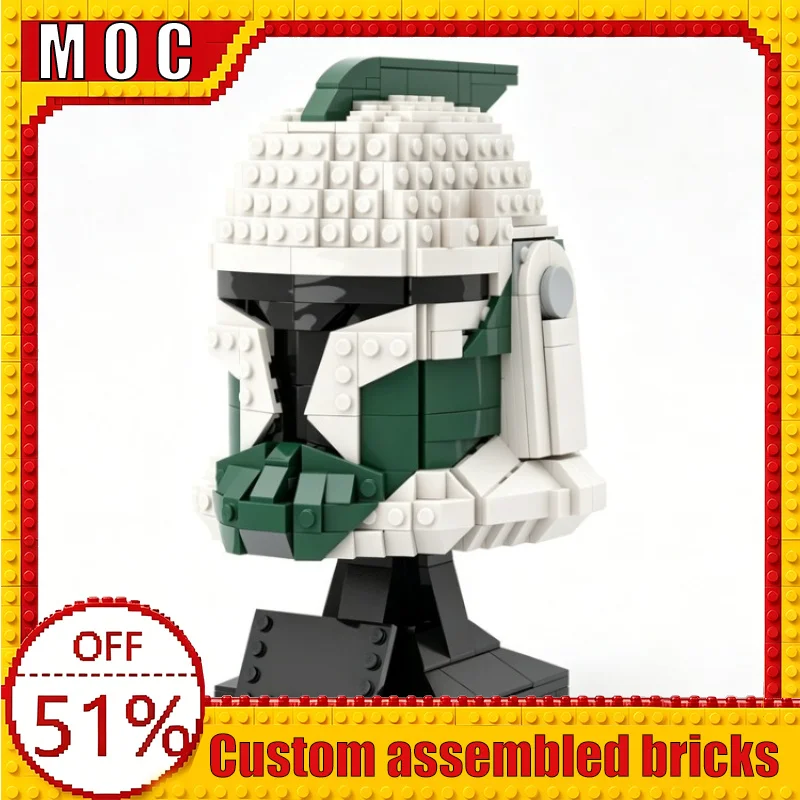 

748PCS War Series Draa Phase 1 Helmet Collection Custom Building Blocks MOC Model Educational Assembly Toy Birthday Gift Display