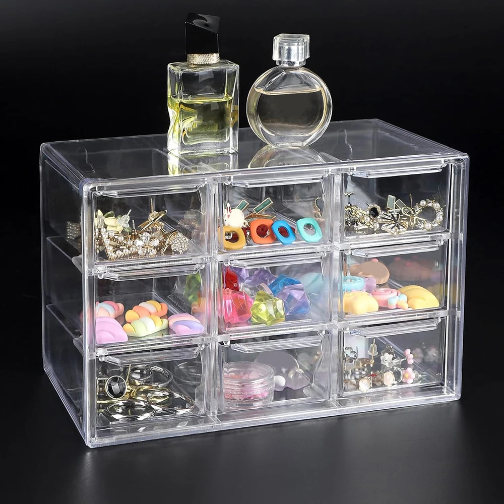 Transparent Jewelry Storage Boxes Organizer Necklace Ring Stackable Organizer Jewelry Accessory Makeup Storage Box Display Case