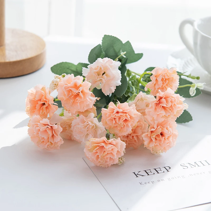 Künstliche Blumen Rose Nelke Festlicher Kranz Zubehör für Außenbereich Garten Zuhause Büro Vase Braut Hochzeitsdekoration DIY Geschenk Requisiten – Detail 20