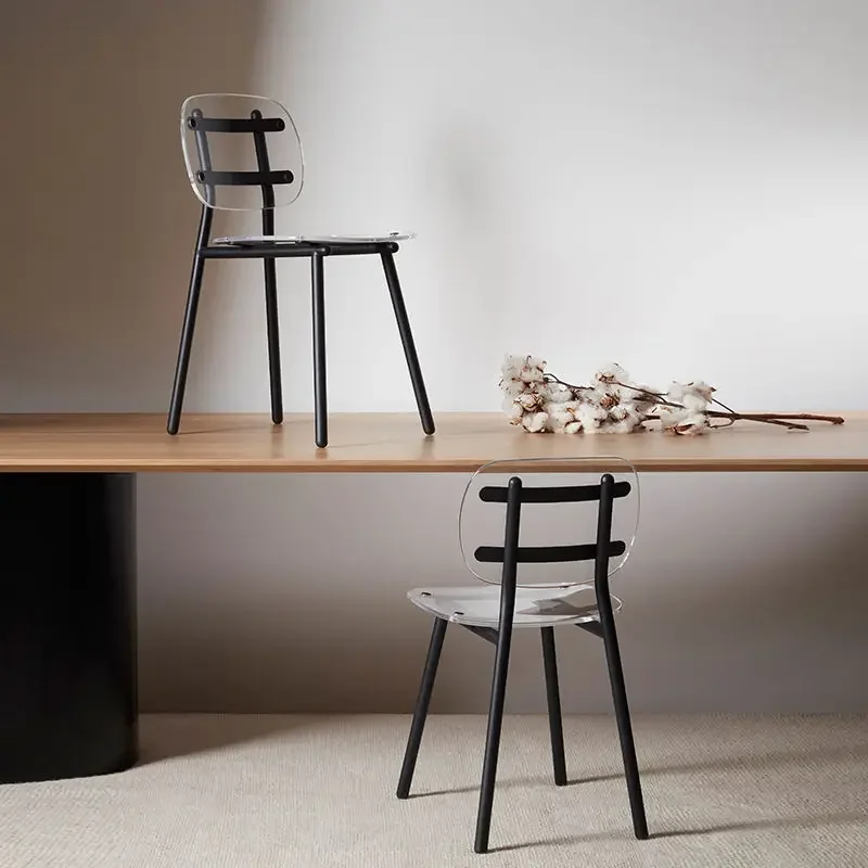 Simple and modern acrylic transparent dining chair, internet famous household armchair, light luxury